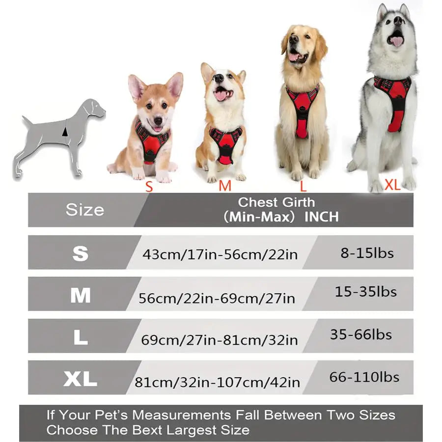 Harnais anti-traction pour chien - Clip frontal réfléchissant, toutes tailles