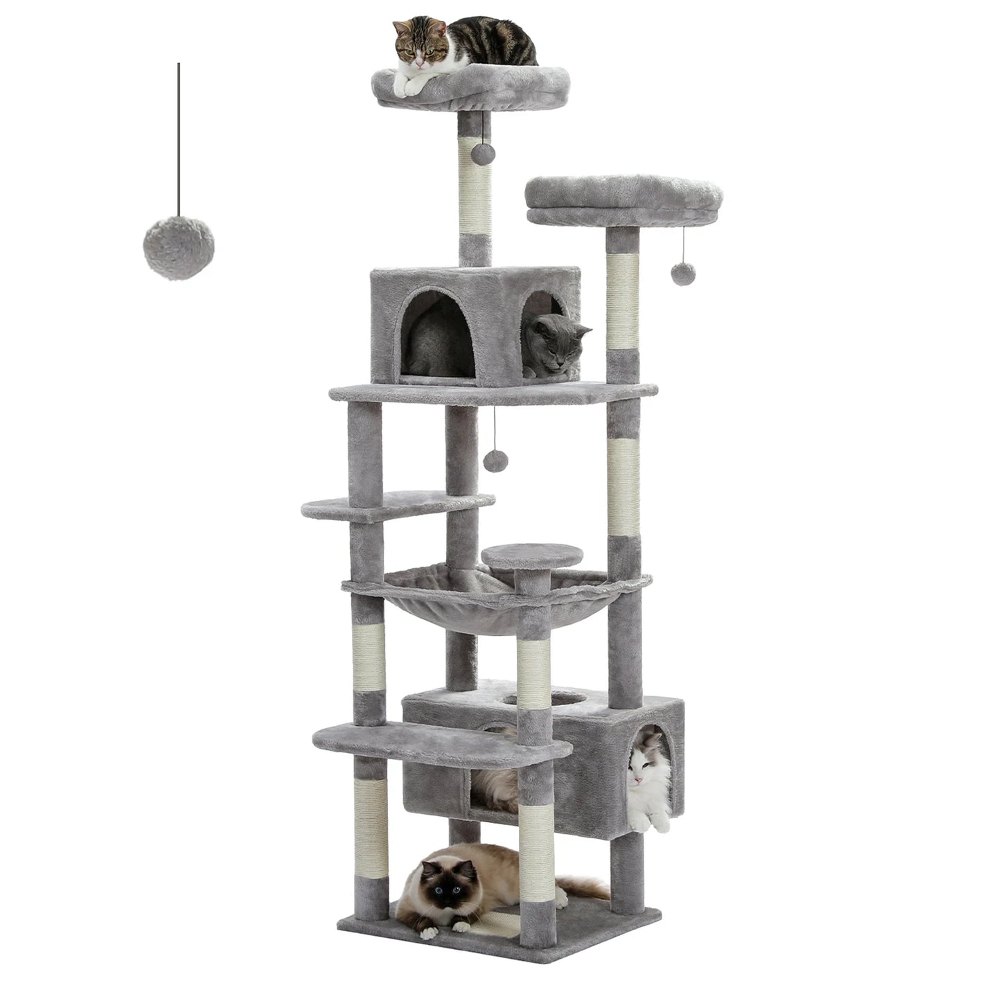 Arbre à chat multi-niveaux avec griffoirs sisal, hamac et perchoirs - Pour chats d'intérieur